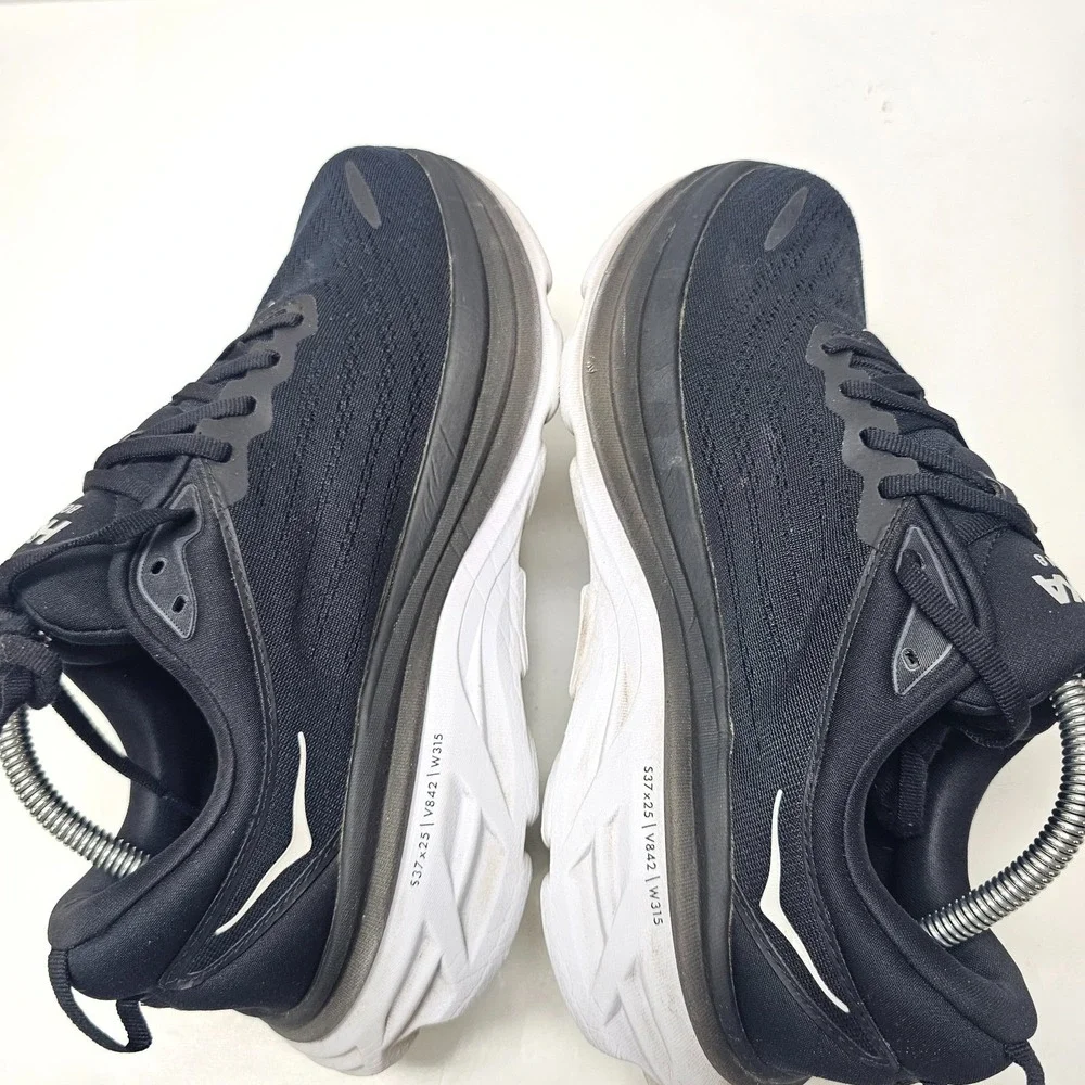 Hoka One One HOKA Bondi 9 2E Wide Black White- size 9 Running Sneaker Shoe